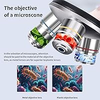 Vista 4 de Microscopio trinocular 40x-2000x Ampliación de doble capa con luces LED en la parte superior e inferior, perillas de enfoque dual gruesas