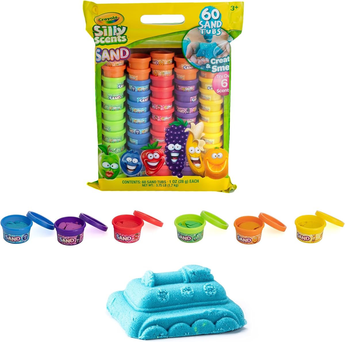 Silly Scents Play Sand – 60 Mini 1oz Tubs of Moldable Sensory Sand in 6 Bright Colors | Easter Day Party Favors, Classroom Prizes, Sensory Toys, Fidget & Creativity