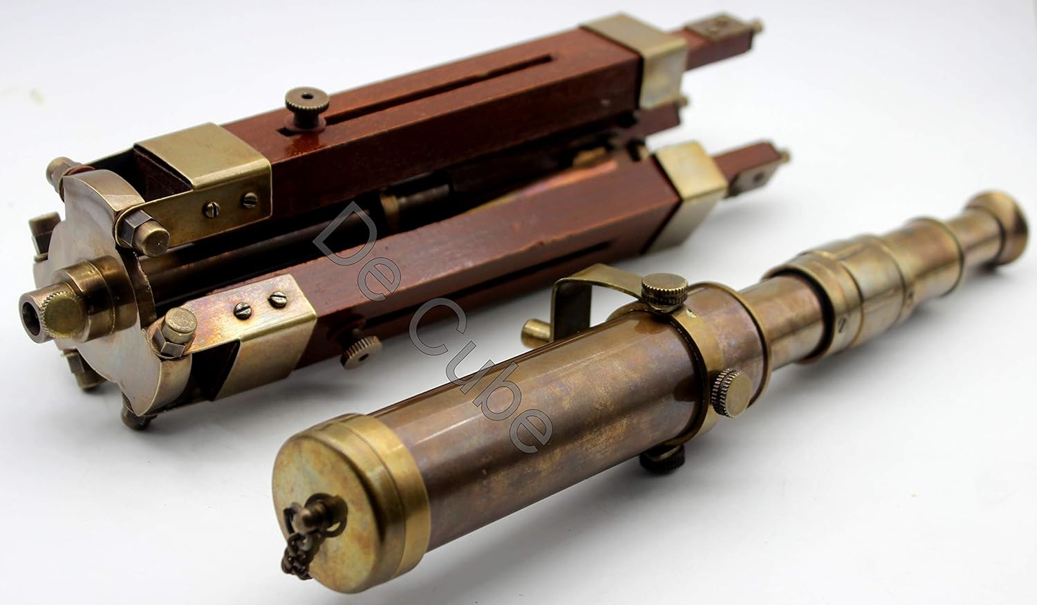 De Cube Vintage Brass Telescope with Best DF Lens and Adjustable Tripod Stand Makes it Perfect for Kids and Beginners, Office Table Home Decor Ascent, Collectible (Antique Patina on Brass)