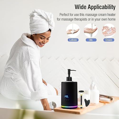 Miniatura 7 de Calentador de loción de aceite de masaje, calentador de aceite de masaje para terapia de masaje de spa y uso personal, dispensador portátil de