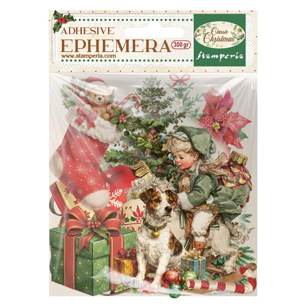 Stamperia - Art Journaling Selection with Junk Journal, Ephemera, Die Cuts and Stencil. Tutorial Linked with QR Code. Perfect Set for Card Making, Journaling and Crafts (Classic Christmas)