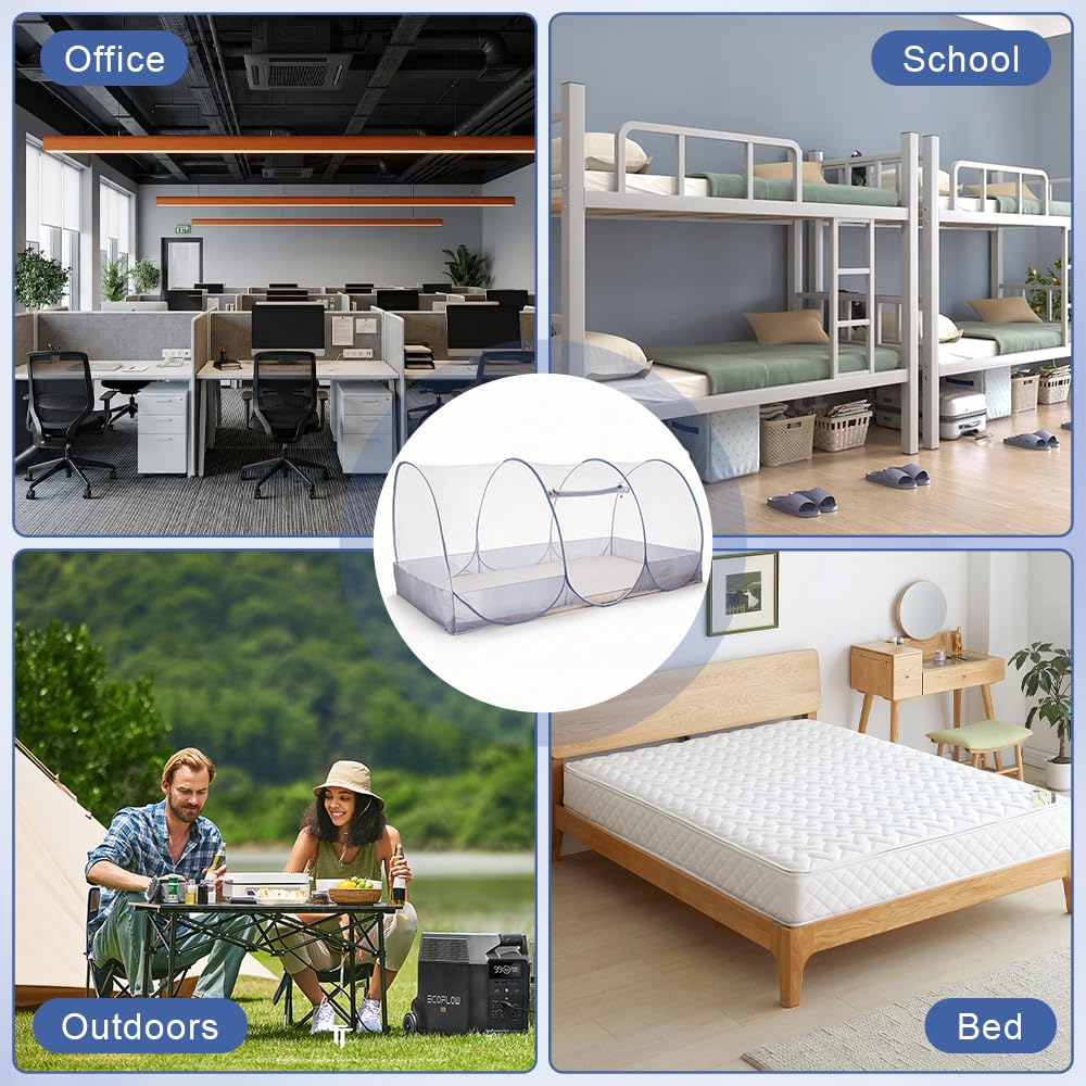 Mosquitera plegable, ultraligera para cama con cremallera, mosquitera portátil para cama individual, mosquitera de instalación gratuita para viajes al aire libre, camping (190 x 90 x 90 cm)