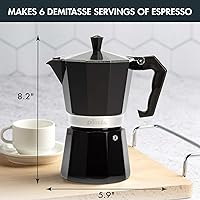 Vista 5 de Primula Cafetera Clásica para Estufa de Espresso y Café, Olla Moka para Preparar Café Italiano y Cubano, Cafetera Greca, Cafeteras, para 6 Tazas
