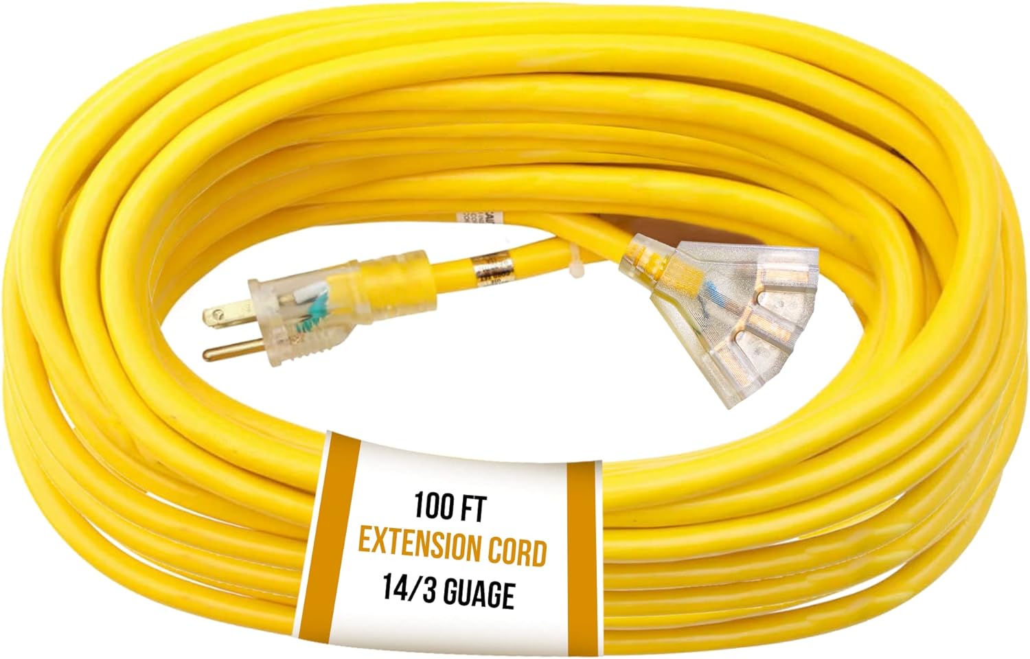 100 FT 14/3 Outdoor Extension Cord SJTW Heavy Duty Power