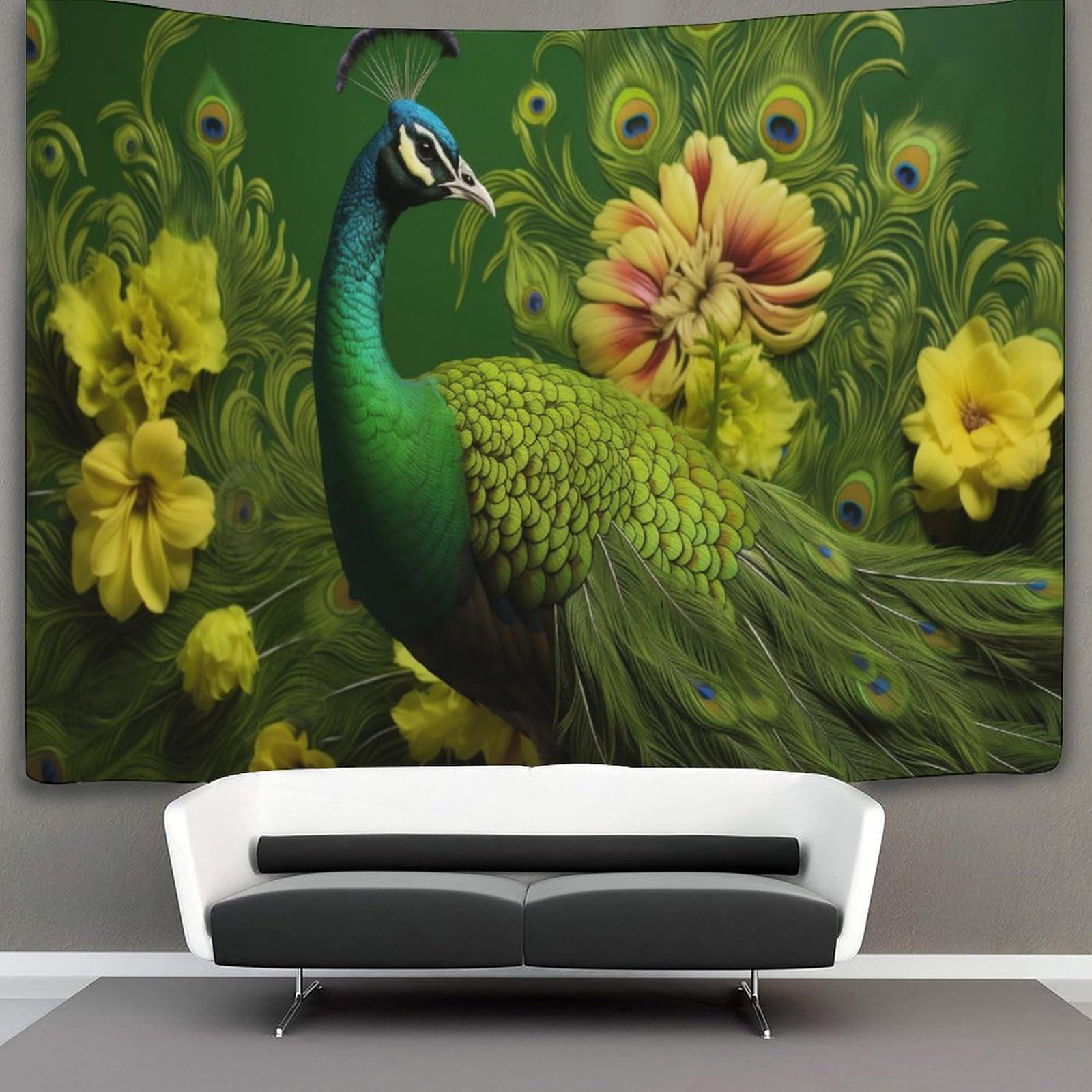kaiyun Peacock Floral Artistry Tapestry,Animal Wall Art Aesthetic Home Decoration for Living Room Dorm 70cmx100cm