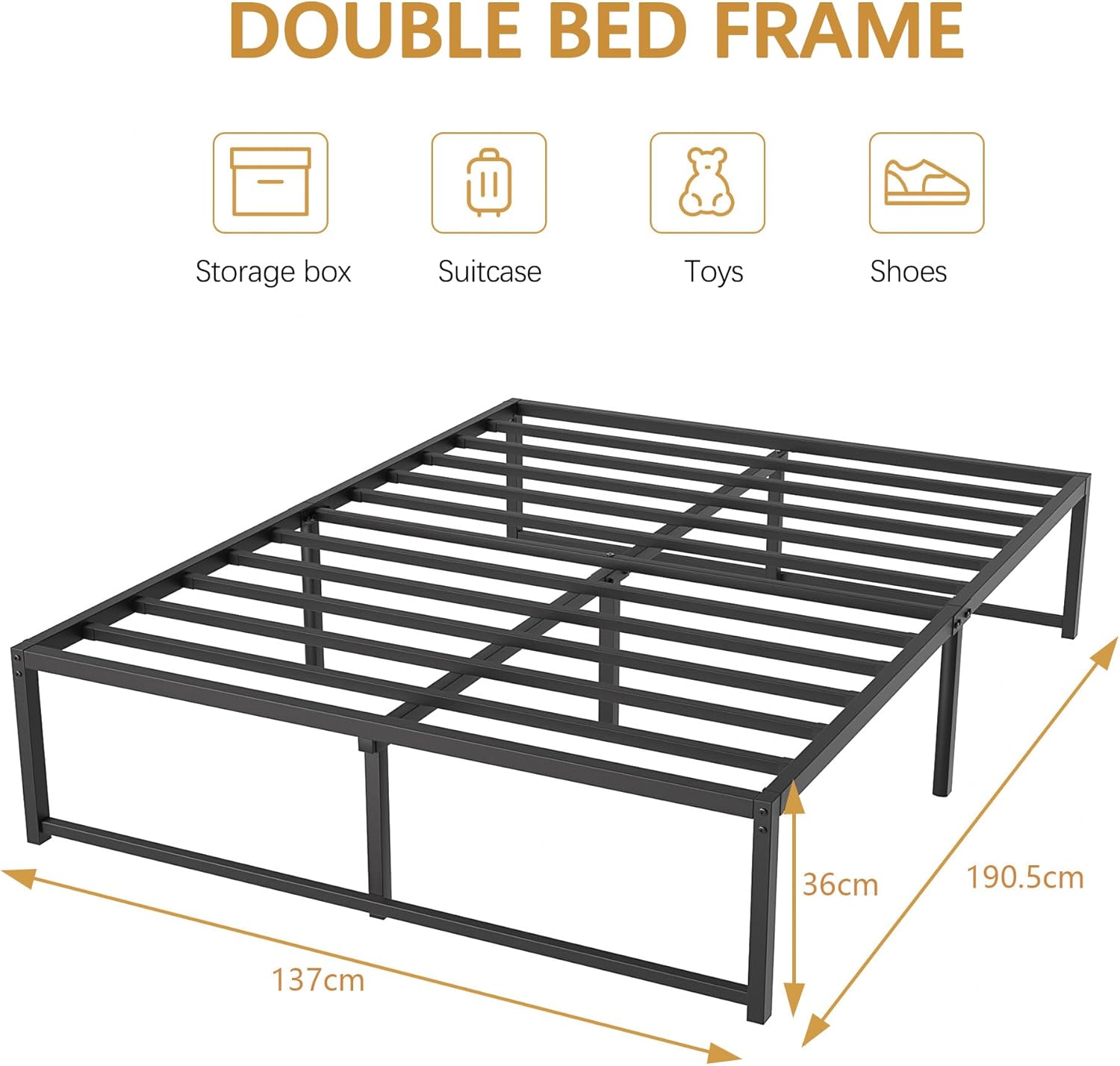 VECELO 14" Platform Bed Frame/Mattress Foundation/No Box Spring needed/Steel Slat Support (Full Size), Black