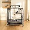 Birdcage, Metal, Large, Black, 23.6 x 17.7 x 26.0 inches 60 x 45 x 66 cm, Cage for Cage, Wheels, Bird Cage, For Multiple Families, Ornamental Use, For Breeding, IndoorOutdoor Use, Birdhouse With