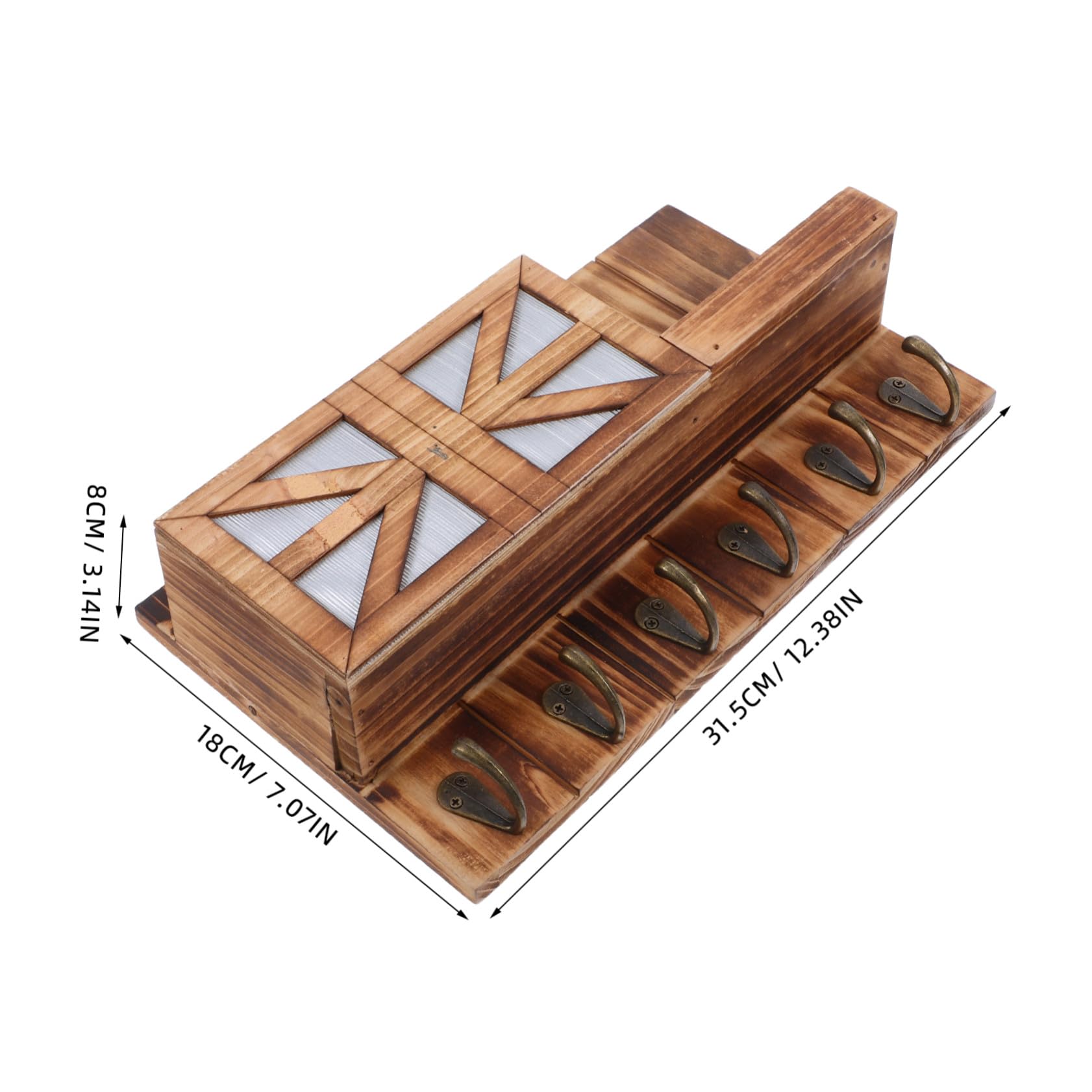 INOOMP Portaoggetti da Parete in Legno Massello con Ganci Appendiabiti Mensola Sospesa per Chiavi e Posta Design Salvaspazio per Ingresso o Corridoio Marrone