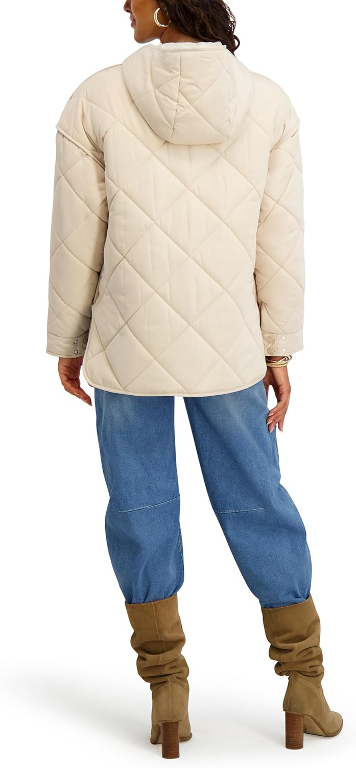 kensie womens Diamond Quilted Puffer Jacket With Hood - Image 2