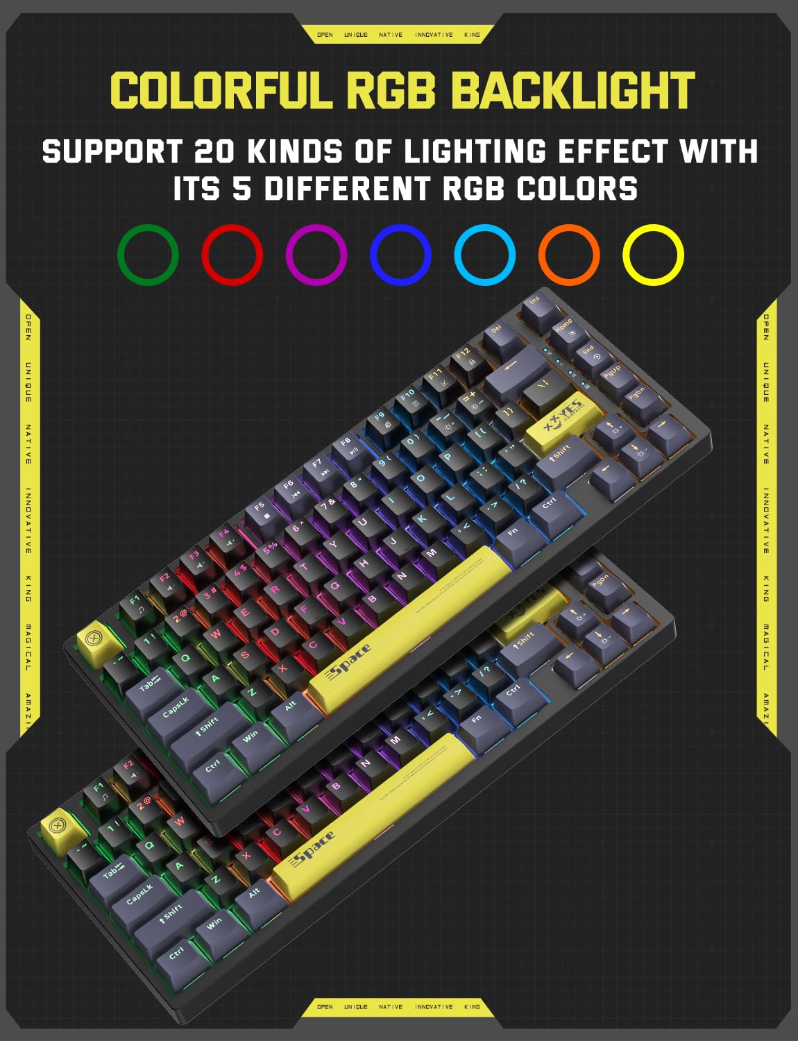 Amazon | ONIKUMA GAMING 75%メカニカルゲーミングキーボード 有線