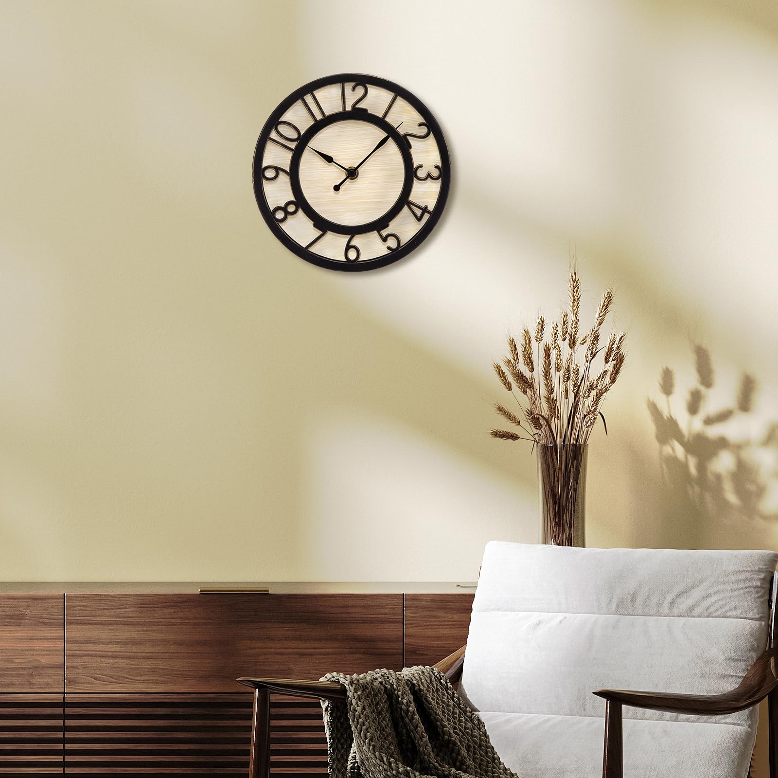 ACCSHINE Vintage Wanduhr Ohne TickgeräUsche Retro 20cm Quarz Groß Wanduhren Batteriebetriebene Wanduhr Lautlos Einfach zu Lesen für Wohnzimmer Zimmer Zuhause Küche Schlafzimmer BüRo Schule