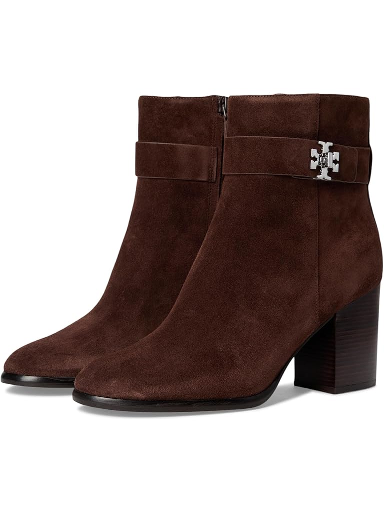 Brown Tory Burch Turnlock Heeled Ankle Boot 80mm
