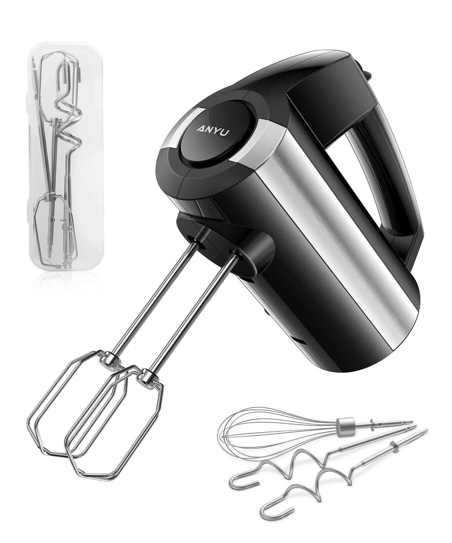 Electric Hand Mixer Whisk: 300W 5 Speeds Handheld Mixer Electric, Turbo Function Includes Beaters Dough Hooks with Storage Case, Electric Whisk Mixer for Baking - Cream Whipper, Egg Beater