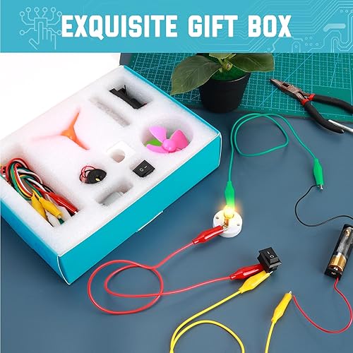 Miniatura 2 de Sntieecr Kit de motor de circuito eléctrico para niños de 8 a 12 años, kit de motor eléctrico con caja para proyecto de ciencia STEM de bricolaje,