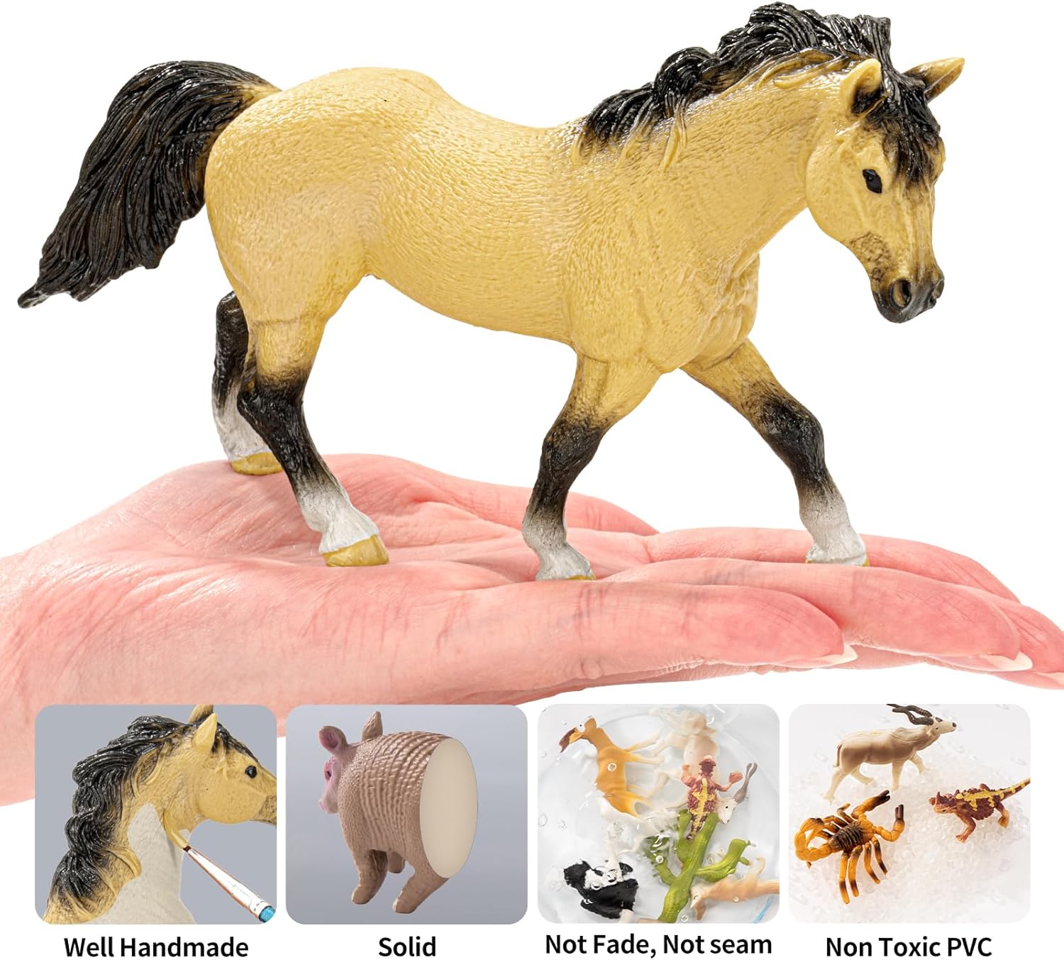 6PCS 6" Large Horse Figurines Animal Toys for Kids, Realistic Plastic Farm Animal Figurines Toys for Toddlers, Horse Party Favors Birthday Gift Cake Toppers for Boys Girls - Image 4