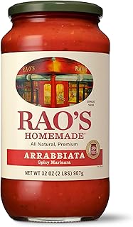Rao's Homemade Arrabbiata Sauce, 32 oz, Tomato Sauce, All Purpose, Keto Friendly Pasta Sauce, Premium Quality Tomatoes from Italy & Crushed Red Pepper