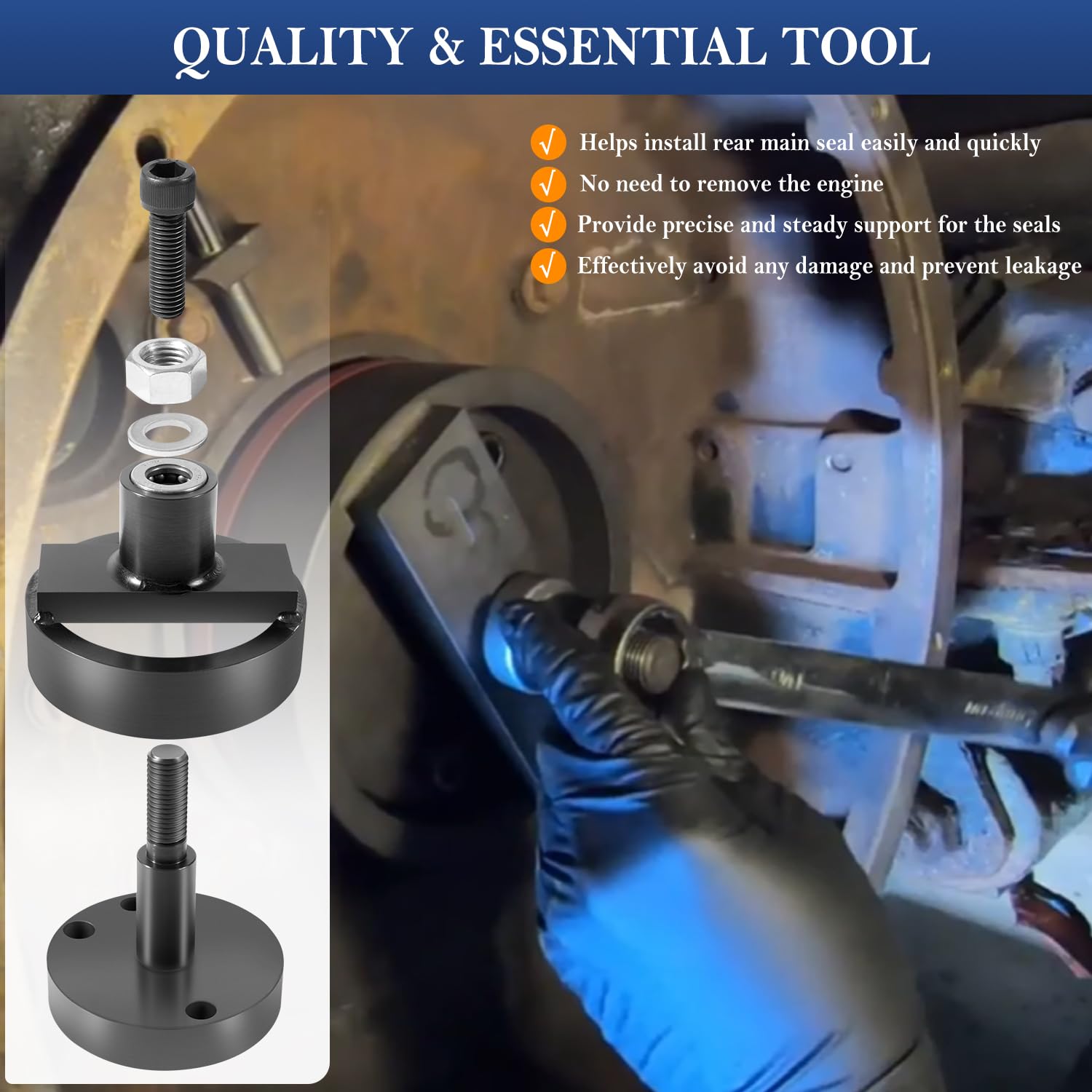 Instalador de sello principal trasero JT30040B se adapta a motor John Deere 202 219 239 329 359 414 3029 4045, herramienta de instalación de sello de cigüeñal trasero de repuesto para ST-218, JT30040