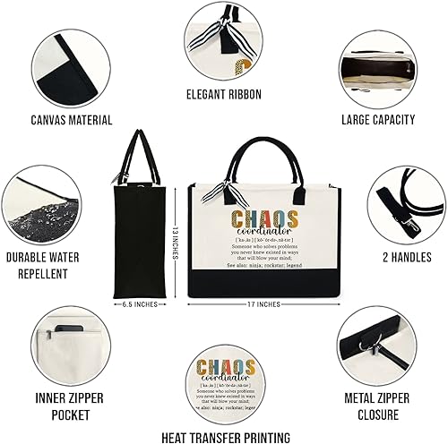 Miniatura 2 de Regalo para mujeres, mamá, profesora, regalos de cumpleaños para jefa, amiga, compañera de trabajo, bolsa de lona de 13 onzas con cremallera