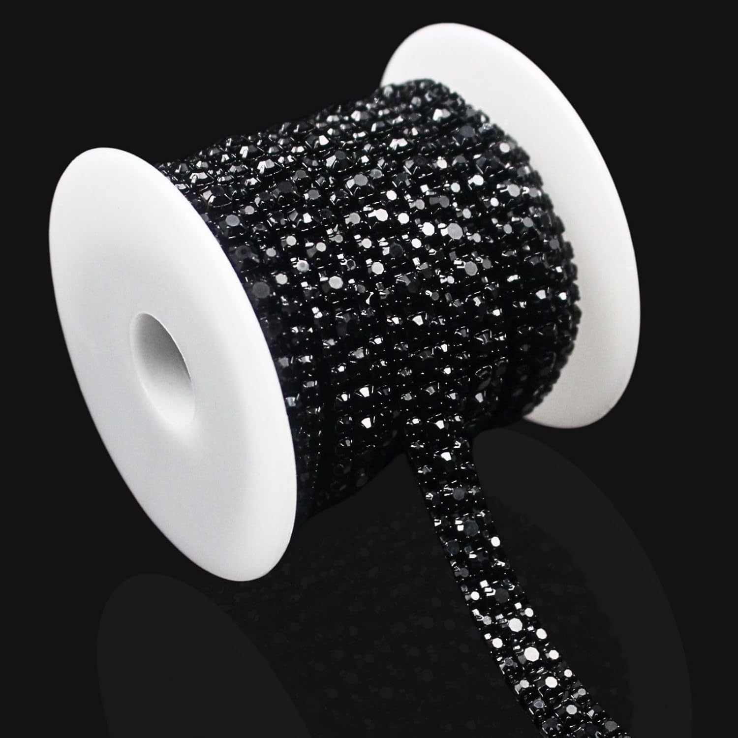 PEARLY JUN 3 Yards 3 Rows Black Rhinestone Trim Chain Crystal Strips ...