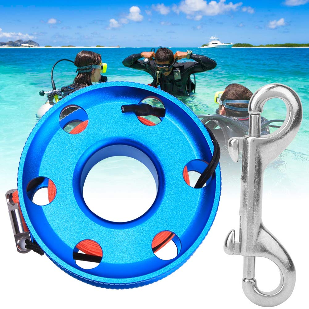 Gavigain Bobine de Doigt de plongée sous-Marine avec Ligne Orange Fluorescente, Accessoire de plongée en apnée sous-Marine en Acier Inoxydable