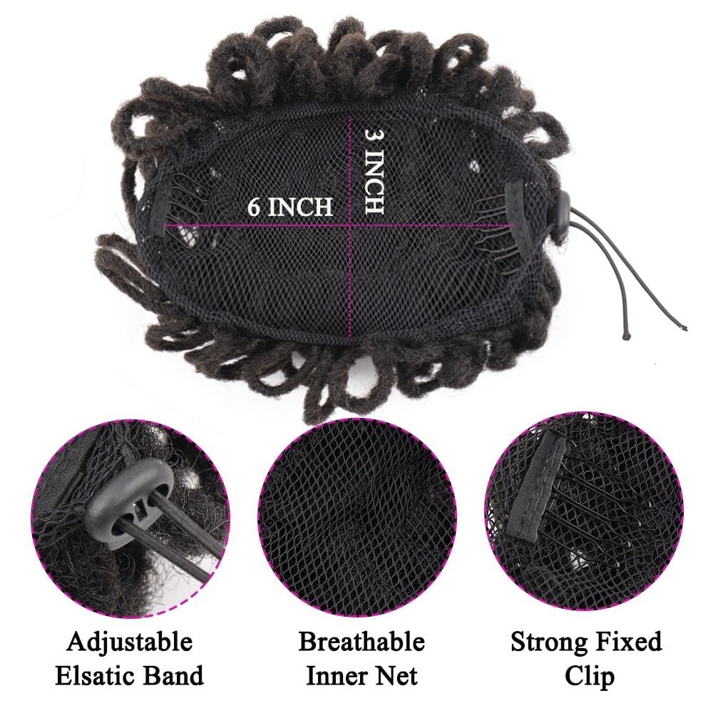 Syntetyczny DreadLock Afro Puff Hair Bun Chignon Sztuczne loki Clip In Sznurek Kucyk Ogon Kawałki włosów (4-27-30)