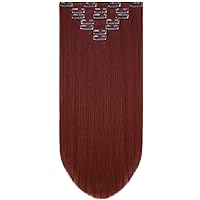 Vista 50 de Extensiones de cabello, con clip, cabello sintético, 22 pulgadas (55.88 cm), lacio, para mujeres y niñas, 18 pulgadas (45.72 cm), rizado, cobertura