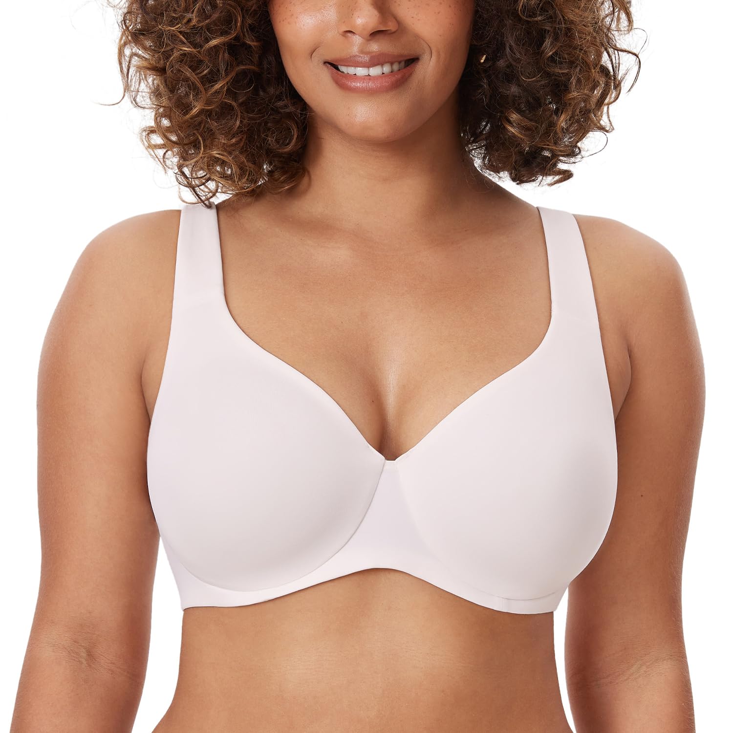 DELIMIRA Women's Minimiser Bra Plus Size Non Padded Underwired Seamless Comfort Bras Coconut White 38E