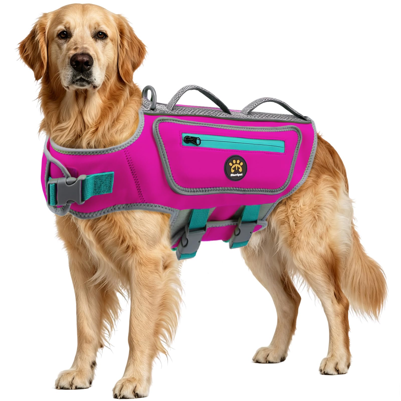 Sheripet Dog Life Jacket for Boating, XL, RosePink