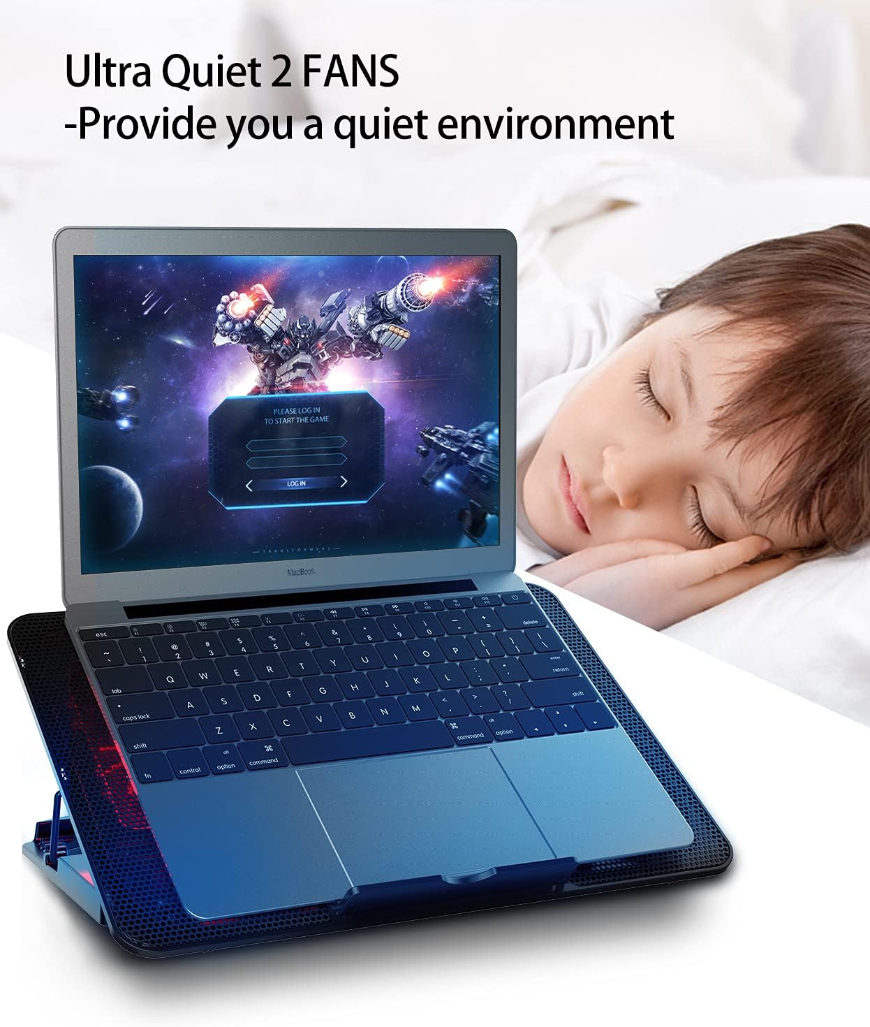 7-16 Inch Laptop Cooler Cooling Pad | Ultra Slim Portable USB Powered (2 Quiet Big Fans), Gaming Laptop Cooler 800-1200RPM Adjustable, 6 Heights Adjustment, 2 USB Port, Lightweight Portable (Blue) : Electronics