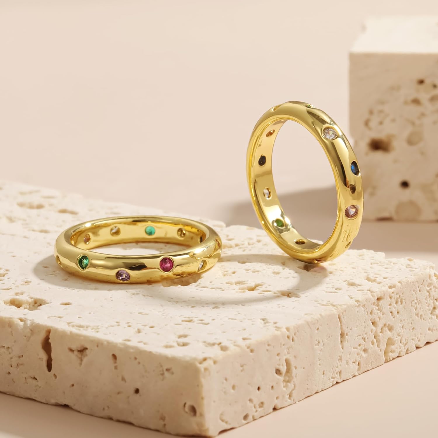 Episkeyk Gold Rings for Women Non Tarnish Stackable Rings 14k Gold Plated Pinky Ring for Women Cubic Zirconia Gift - Image 6