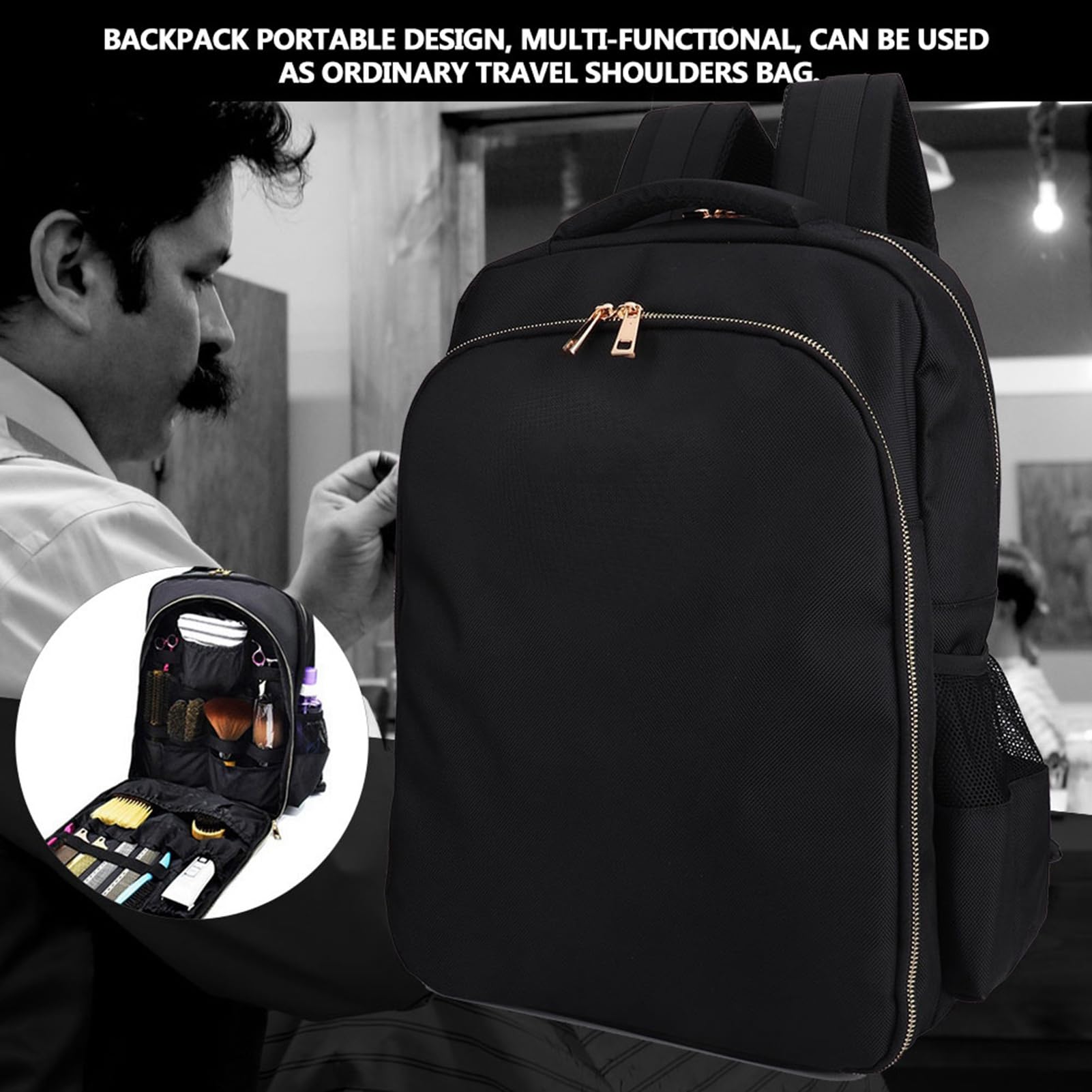 Fyearfly Friseurwerkzeug-Aufbewahrungsrucksack, Friseur-Styling-Werkzeuge, Outdoor-Reise-Schultertasche