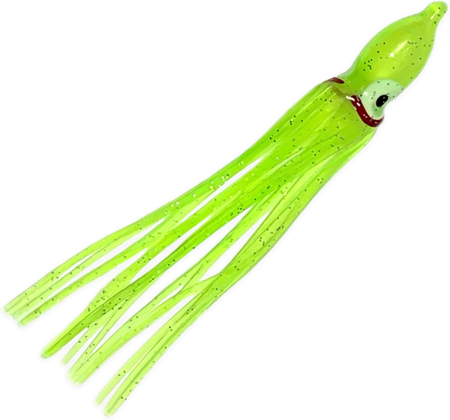 4.75" Hoochie Squid Skirts, 40 Pcs Chartreuse Color, for Saltwater & Freshwater Trolling, Includes Soft Plastic Bodies, Ideal for Salmon, Tuna, Mahi & Offshore Game Fishing