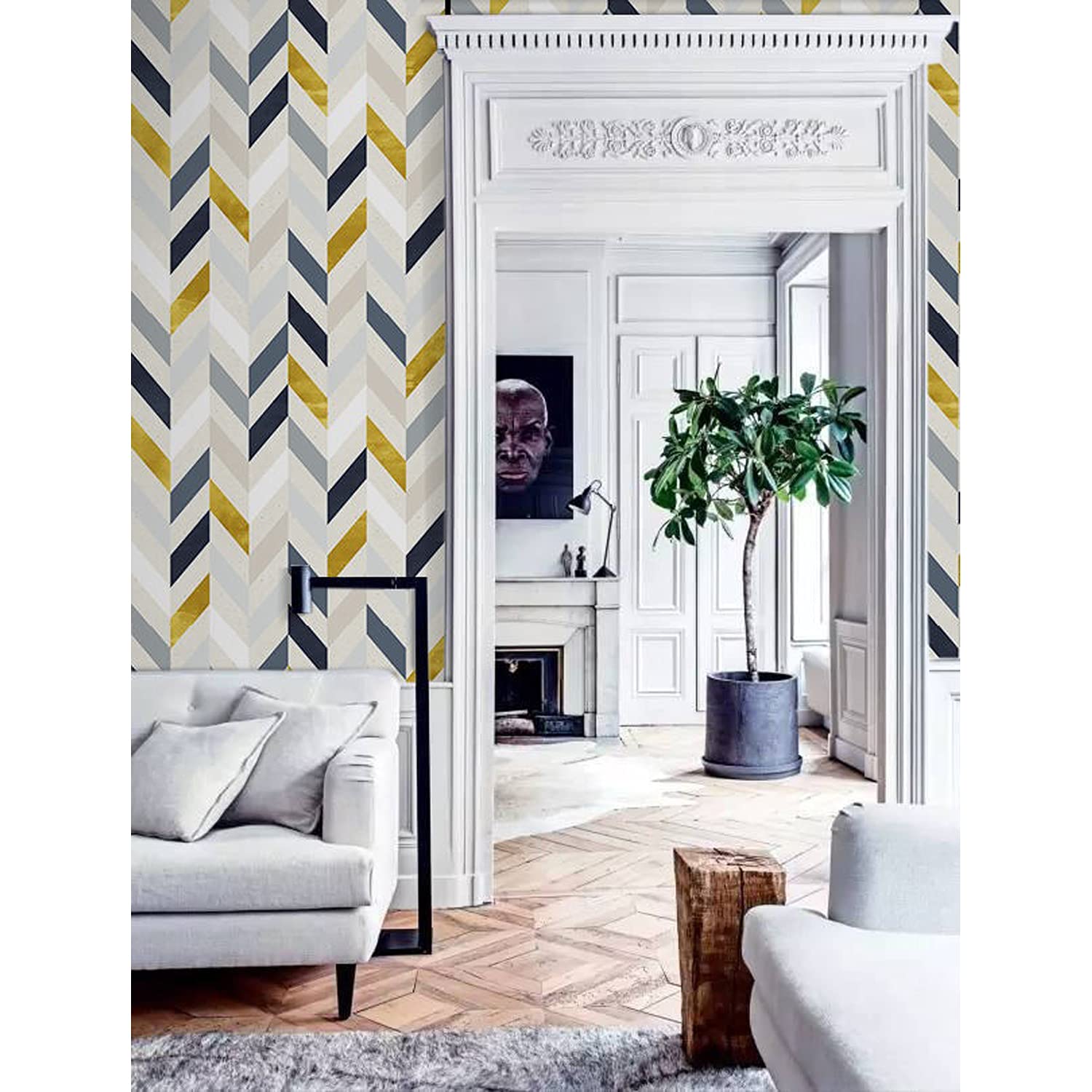 Papier peint motif herringbone en latex Coloray grand format pour une décoration épurée