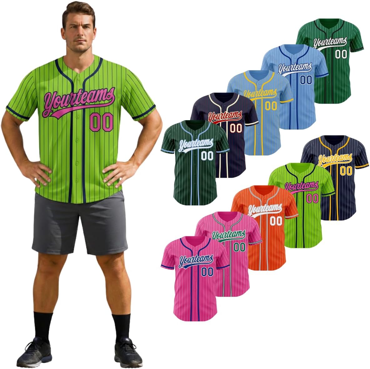 Custom Men Women Youth Baseball Button Down Jersey Hip Hop Baseball Shirt Stitched Name Number