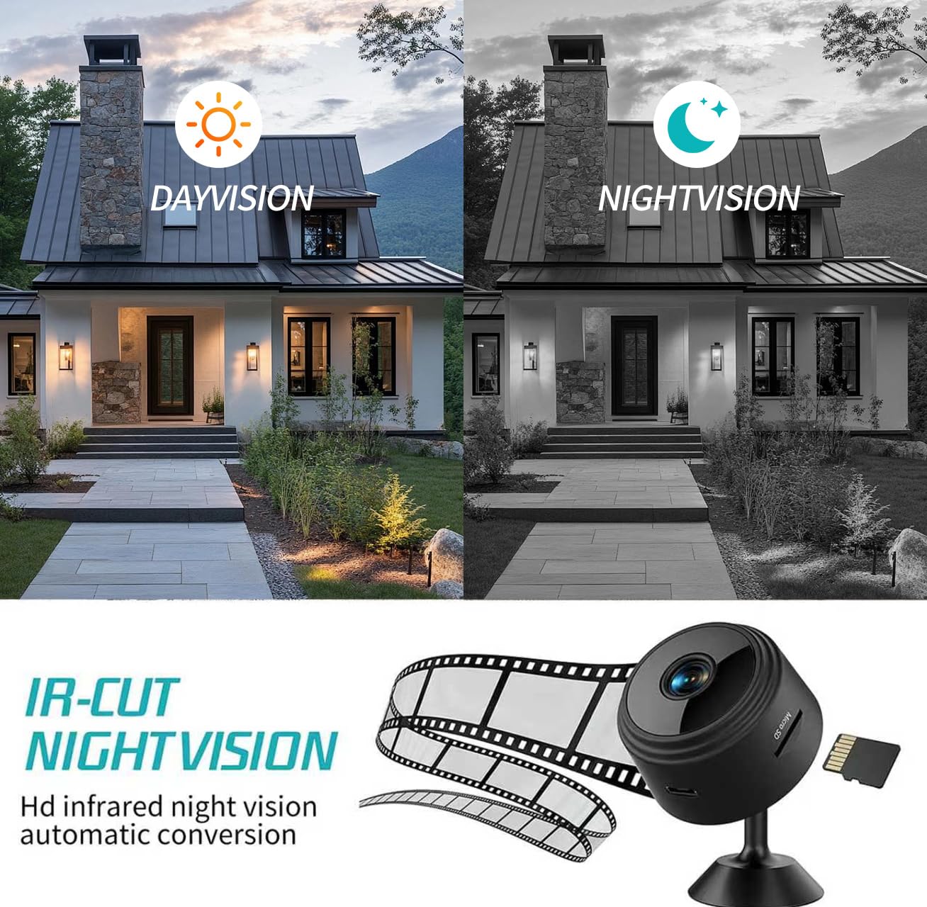 Camuitry Hidden Camera Surveillance Monitor - WiFi Nanny Cam with 1080P Night Vision, Motion Detection, and Smartphone Compatibility - Indoor Spy Camera for Home/Baby/Office — view 5