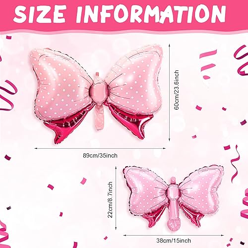 Miniatura 6 de Sumind 10 globos de lazo rosa para decoración de fiesta de ratón, globo de papel de aluminio para boda, despedida de soltera, decoración de fiesta