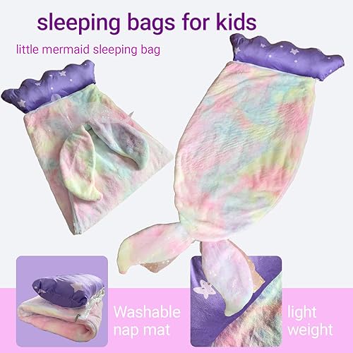 Miniatura 8 de Nalexmi Saco de dormir para niños, sacos de dormir de animales para niños, niños y niñas, almohada suave, tapete para siesta preescolar, 3 a 12