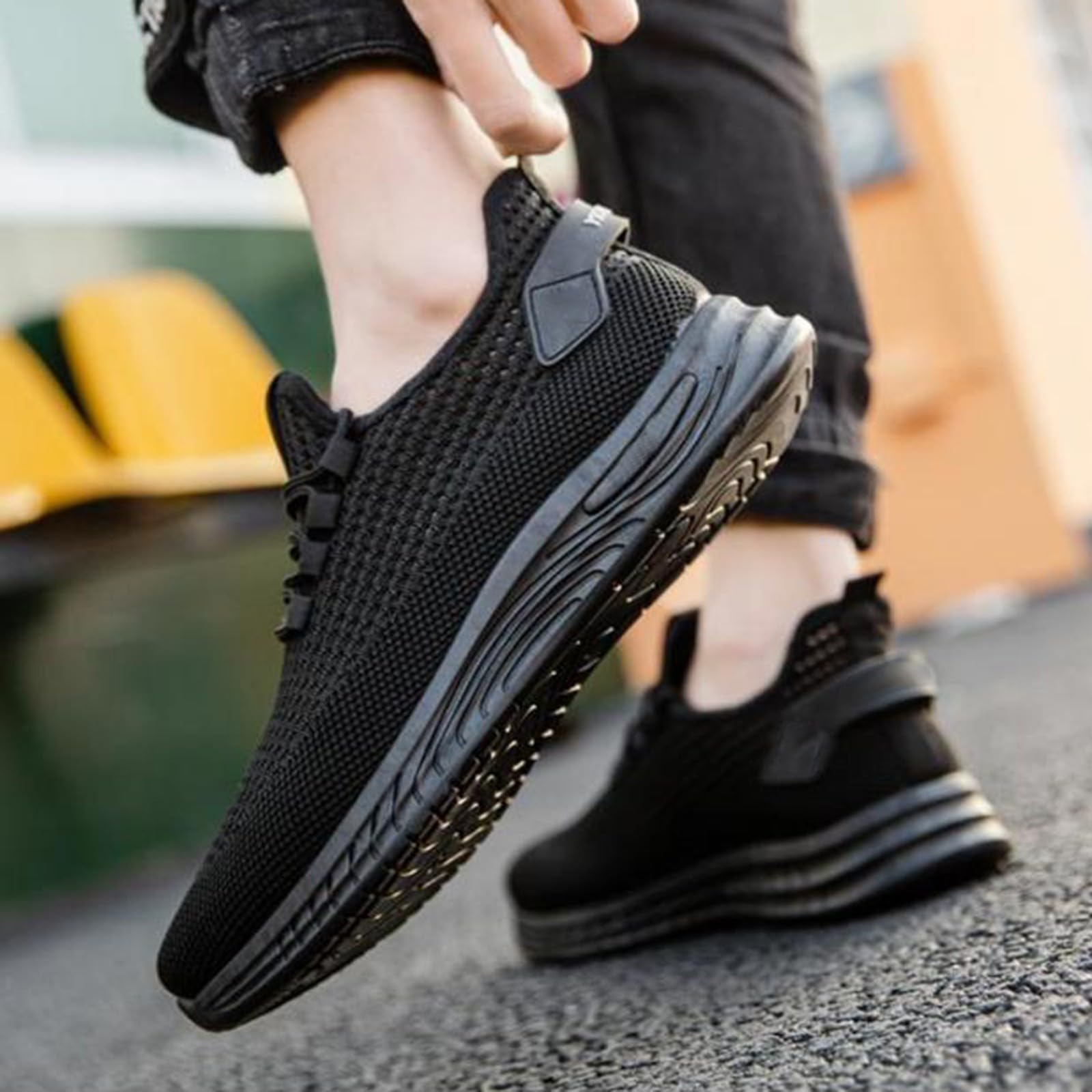 Sneaker & Sportschuhe für Herren Herren Joggingschuhe Straße Rutschfest Walkingschuhe Atmungsaktiv Fitnessschuhe Weich Leicht Breeze Schuhe Leichtgewichts Freizeitschuhe Einfarbige Laufschuhe