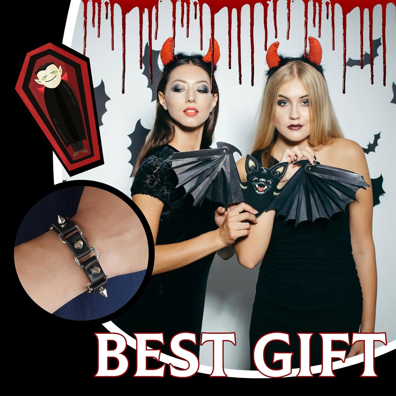 Frodete Studded Bracelet for Mens Leather Spike Bracelet Black Punk Accessories Halloween Spiked Bracelets Gothic Jewelry Dress - Image 5