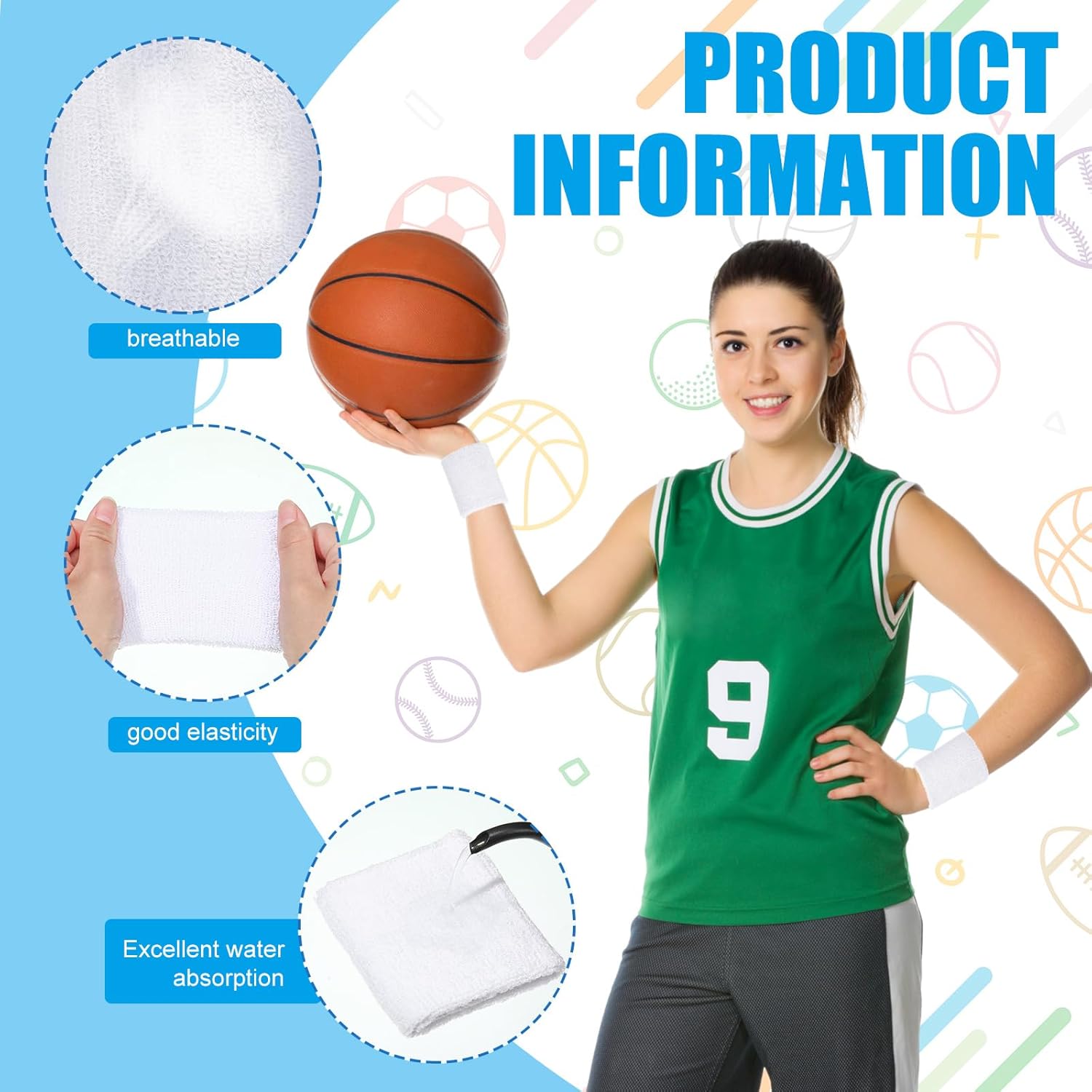 Wettarn 24 Pairs Wrist Sweatbands Sports Wristband Cotton Tennis Wrist Bands Athletic Wristband Anti Sprain Protective Sleeve for Men Women Football Basketball Running Working Out Gym