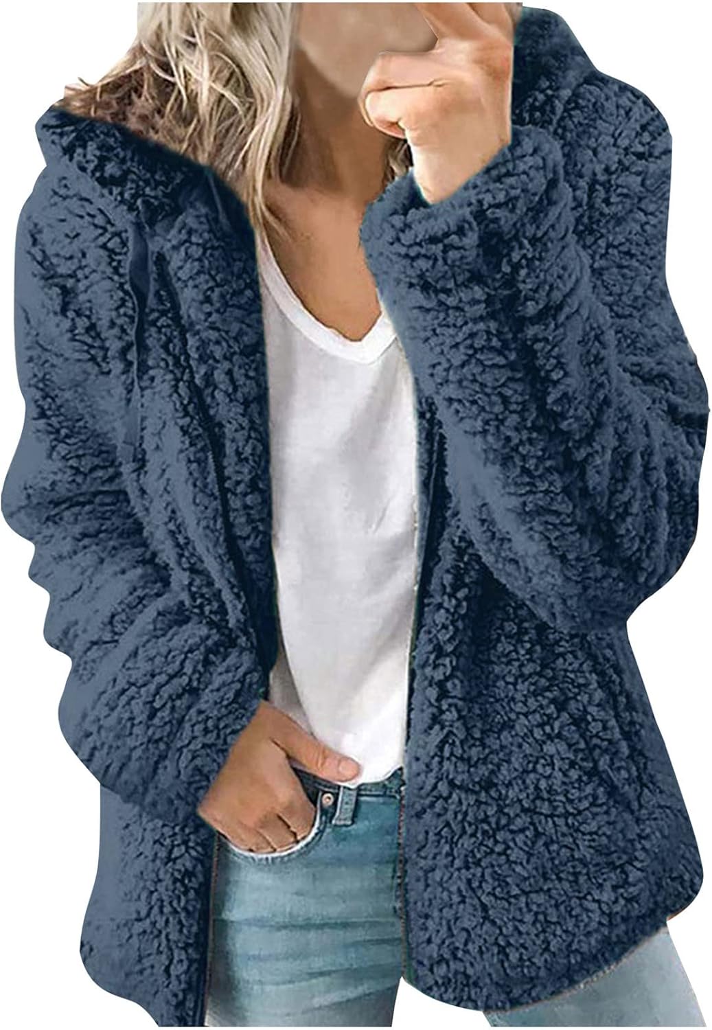 Faux Fleece Lined Wool for Women Fall Winter Long Sleeve Warm Fuzzy Hooded Cardigan Jackets Hoods Coats Women 2026