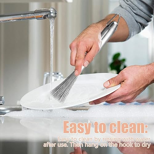 Vista 3 de Stainless Steel Scrubber, Steel Sponges Brush, Cleaning Dishes Pans Pots Ovens Grills Stainless Steel Scrubber for Kitchen Sinks Cleaning Steel Wool