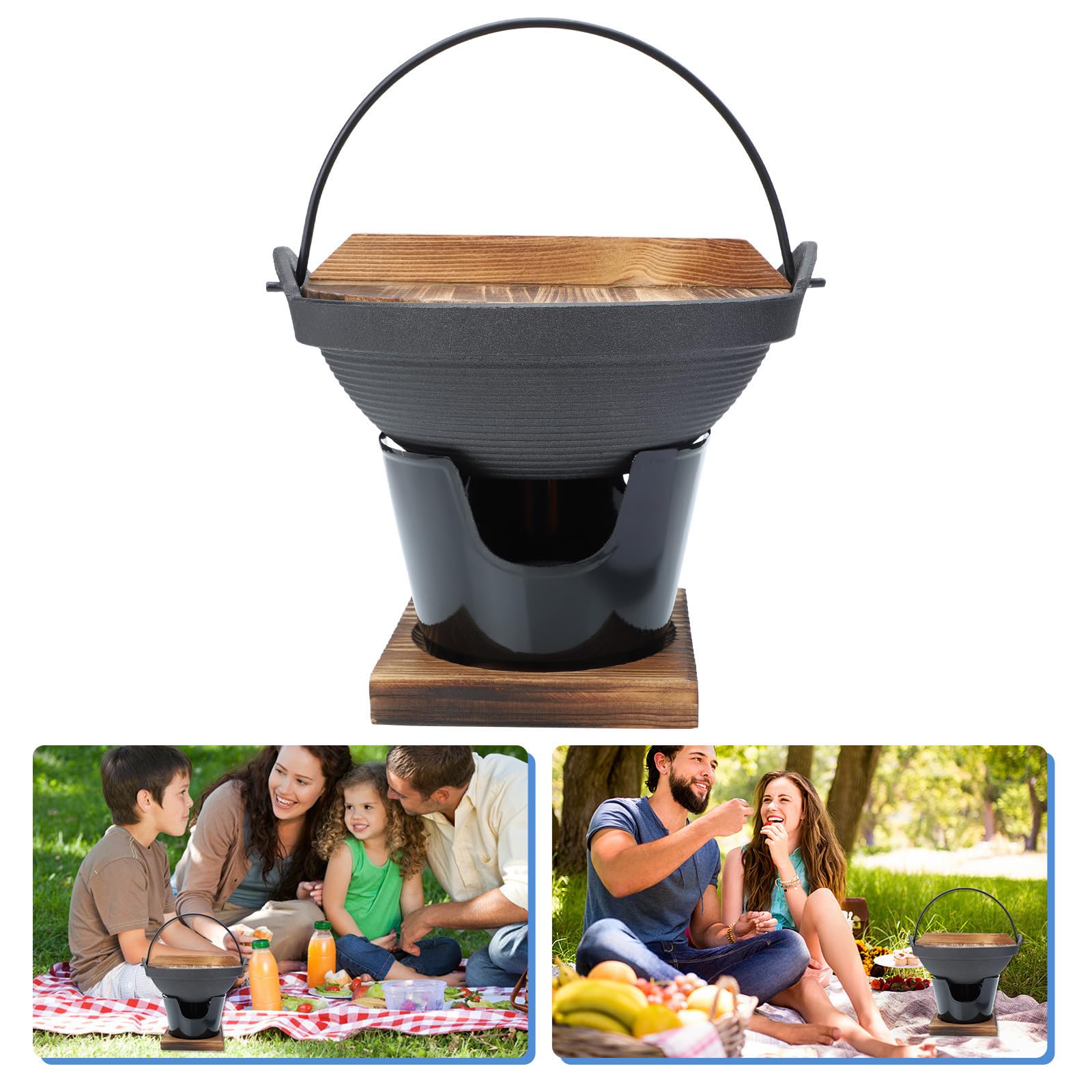 Olla de Hierro Fundido Japonesa Sukiyaki para Camping y Cocina