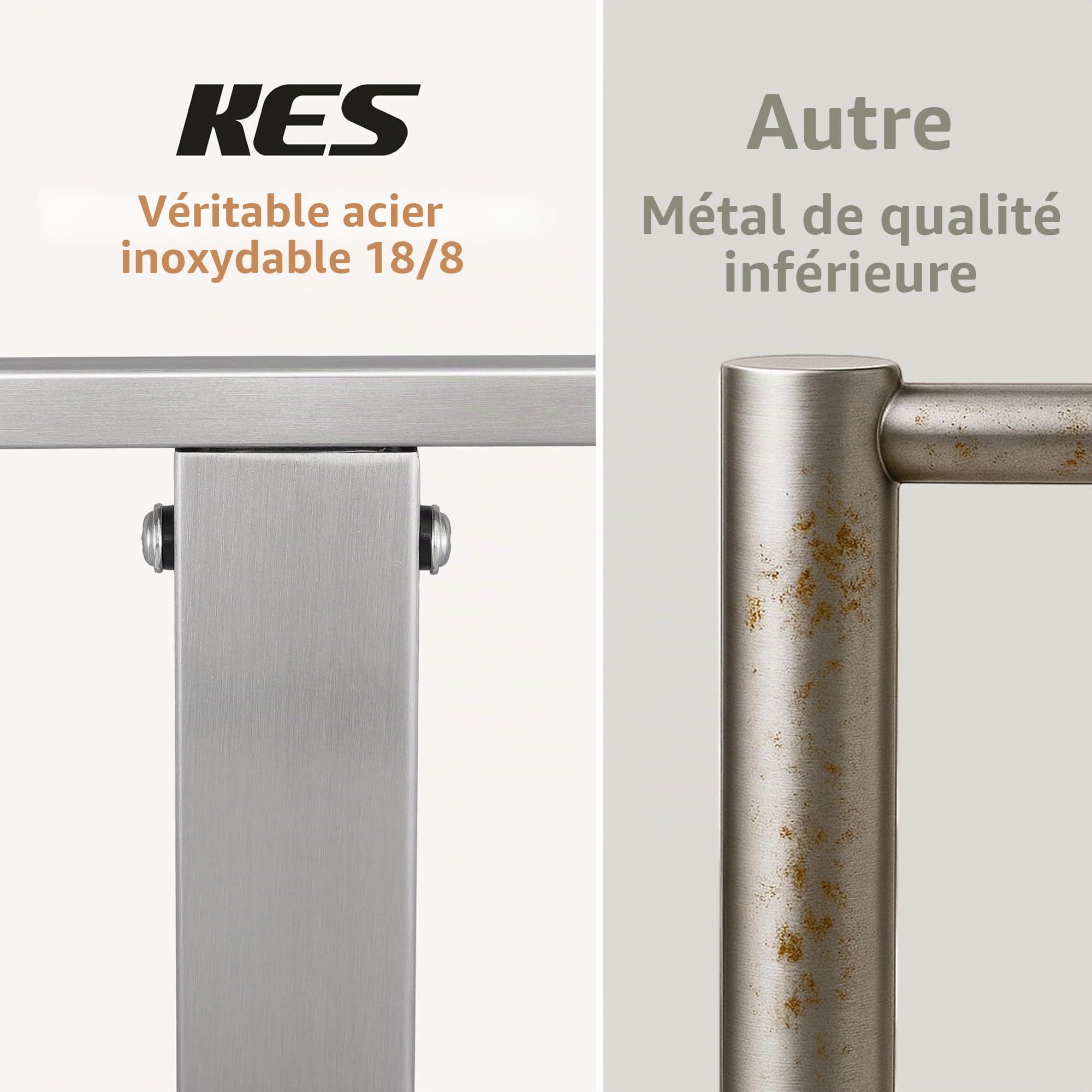 KES Porte Serviettes 2 Barres Salle de Bain 18/8 Acier Inoxydable Porte-Serviettes sur Pied Sèche Serviette Brossé, BTH231-2
