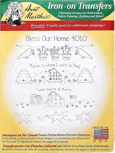 Aunt Martha's Hot Iron Embroidery Transfers 4010 Bless Our Home