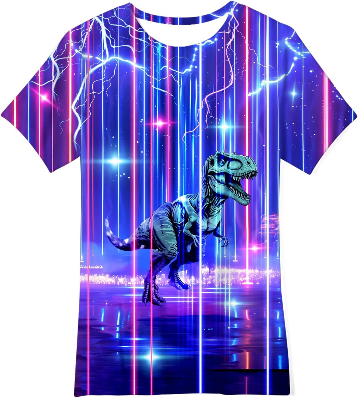 Funnycokid Boys Girls Shirts T-Shirt Neon Clothes Graphic Kids Novelty Youth Short Sleeve Animal Print Tees 4-16 Years