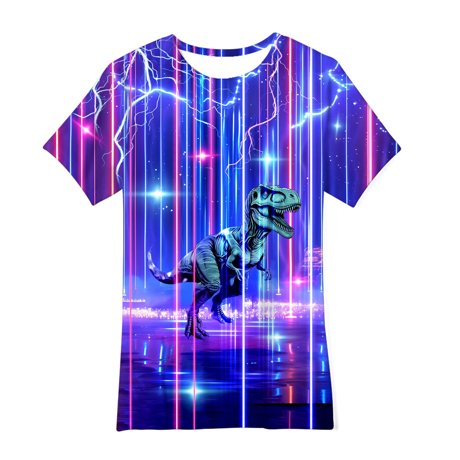 Funnycokid Boys Girls Shirts T-Shirt Neon Clothes Graphic Kids Novelty Youth Short Sleeve Animal Print Tees 4-16 Years