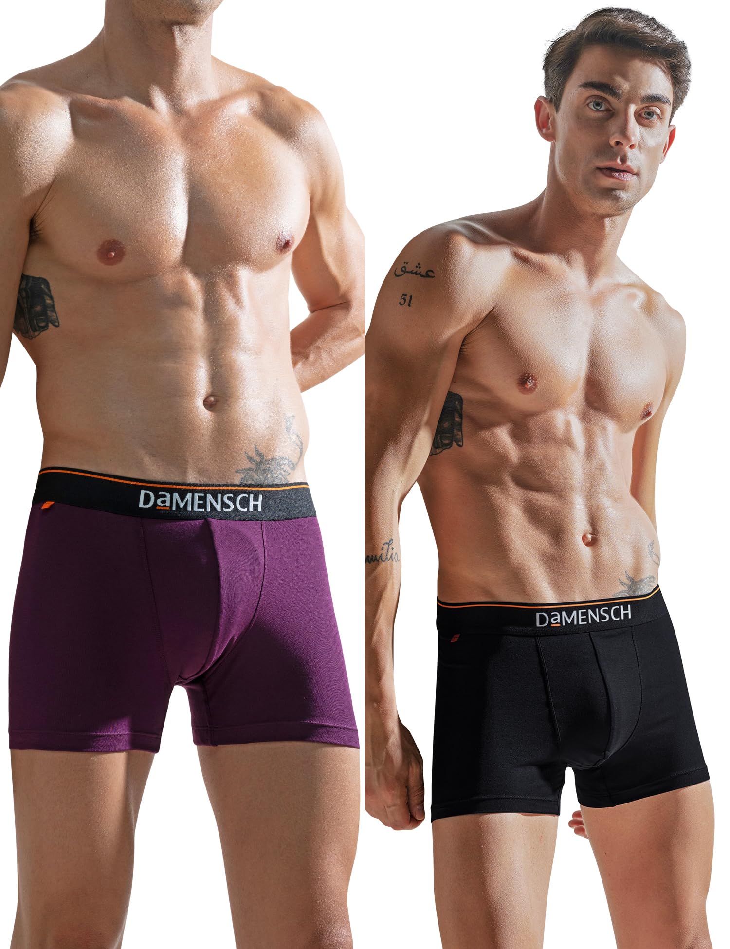 DAMENSCH Men's Deo-Cotton Deodorizing Trunks- Pack of 2- Mineral Grey,Mystic Teal- XX-Large