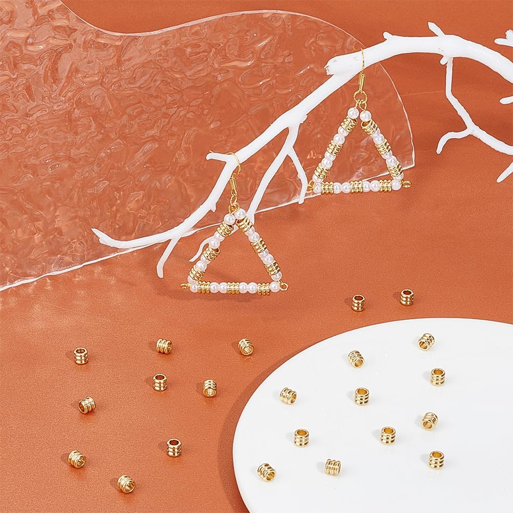 UNICRAFTALE 100 Golden Stainless Steel Round Loose Beads, 5mm Diameter, 4.5mm Thickness, 3mm Hole, Column Shape, DIY Bracelet Earring Jewelry Making - Image 4