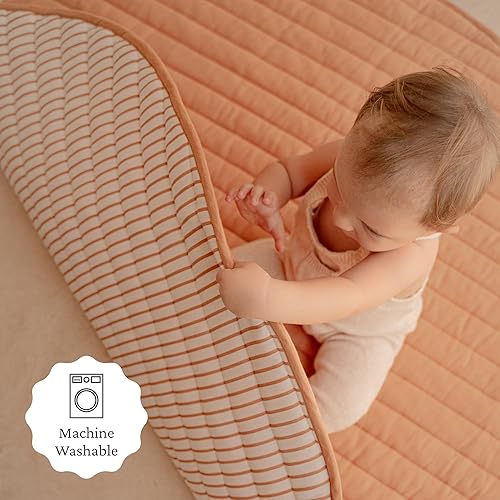 Miniatura 6 de Toddlekind Tapete de juego acolchado reversible de lujo 100% algodón orgánico de 48 pulgadas para bebésniños pequeños, multifuncional, rayas de